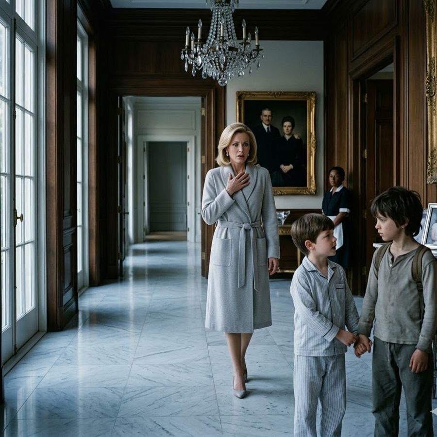 “My Brother Is Here, Mom!” — A Wealthy Mother Thought Her Past Was Buried Forever… Until Her Son Brought a Stranger Into Their Mansion, and One Look Made Her Collapse to Her Knees…
