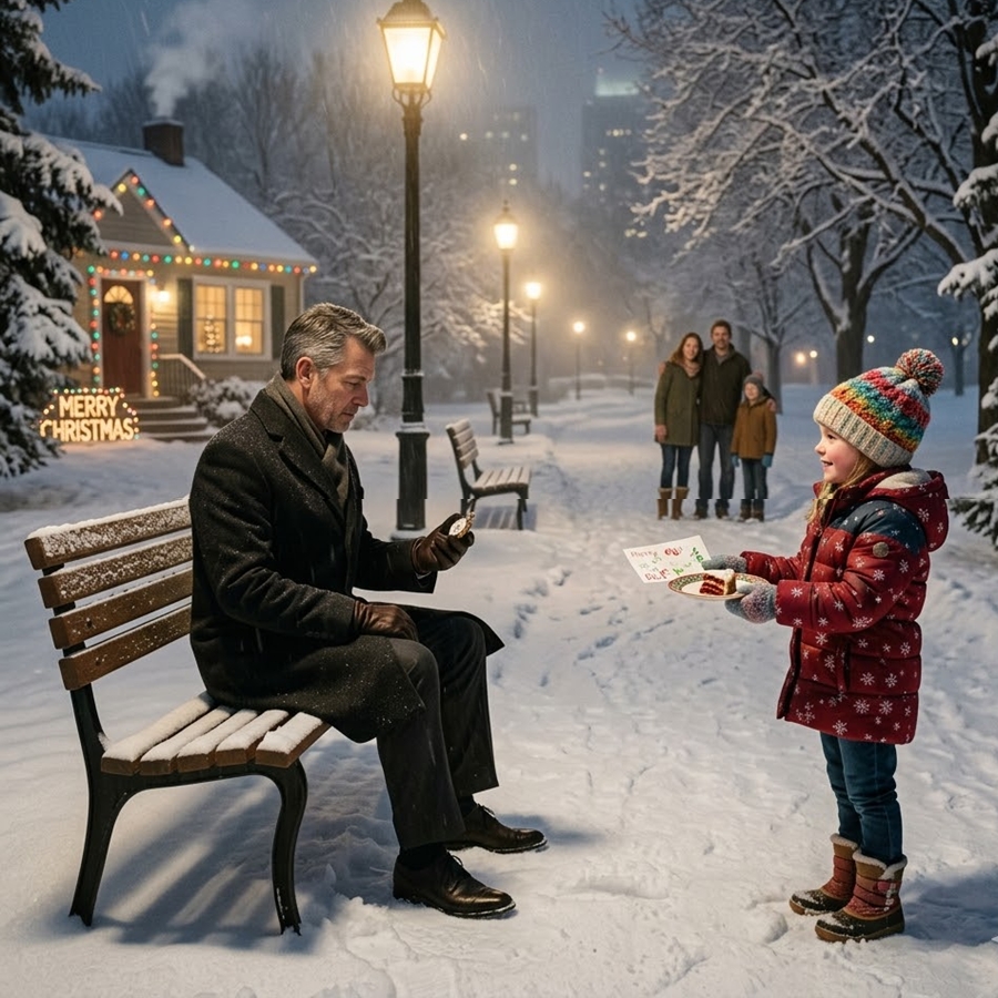 A Lonely Billionaire CEO Was Sitting in a Snowy Park on Christmas Eve… Until a Little Girl Asked Him One Simple Question—and His Answer Led Him Into a Night That Quietly Changed Everything He Thought He Knew About Life