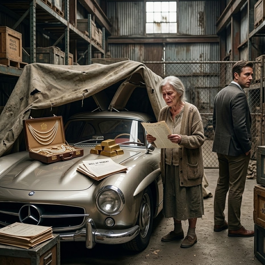 “Her Son Kicked Her Out and Called Her Inheritance a ‘Useless Garage’—But Inside She Found a Hidden Vault of Luxury Cars and a Letter That Changed Everything…”