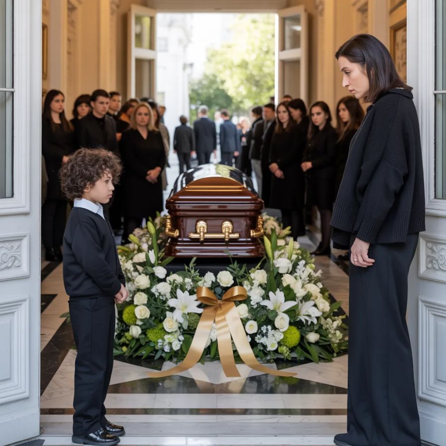At my father’s funeral, a woman entered wearing a worn sweater and carrying a child who had exactly the same eyes as him.