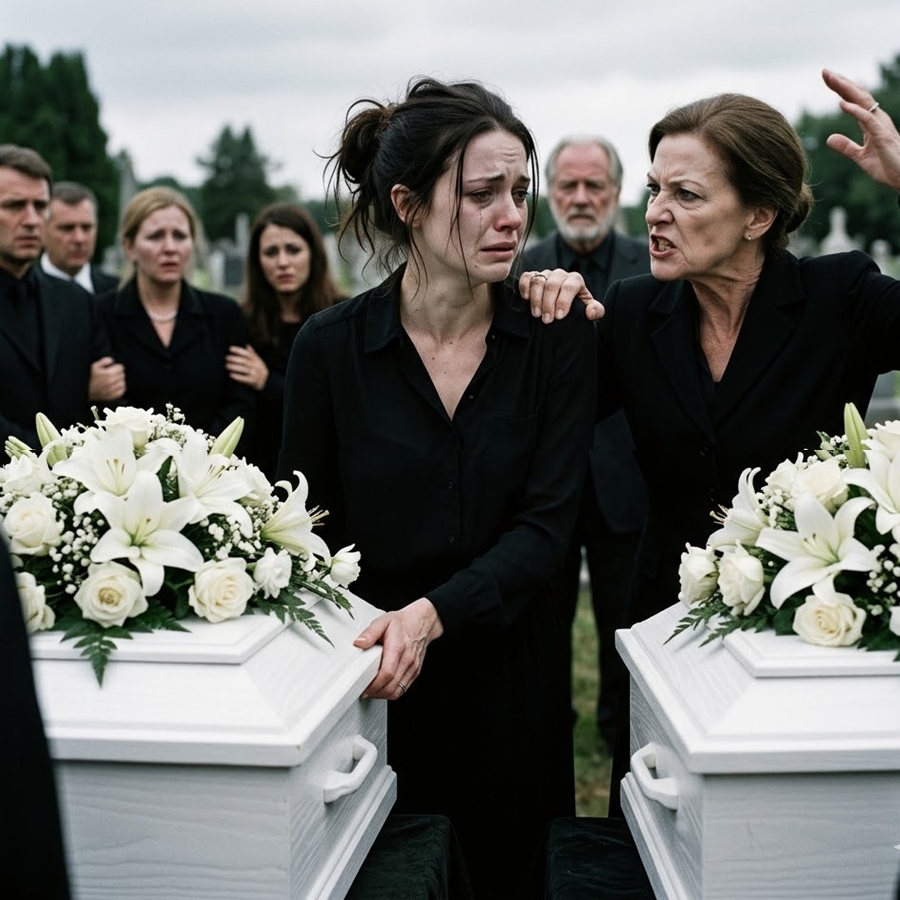 “At Her Twins’ Funeral, Her Mother-in-Law Slapped Her Into a Coffin—What the Grieving Mother Did Next Turned the Entire Church Silent”