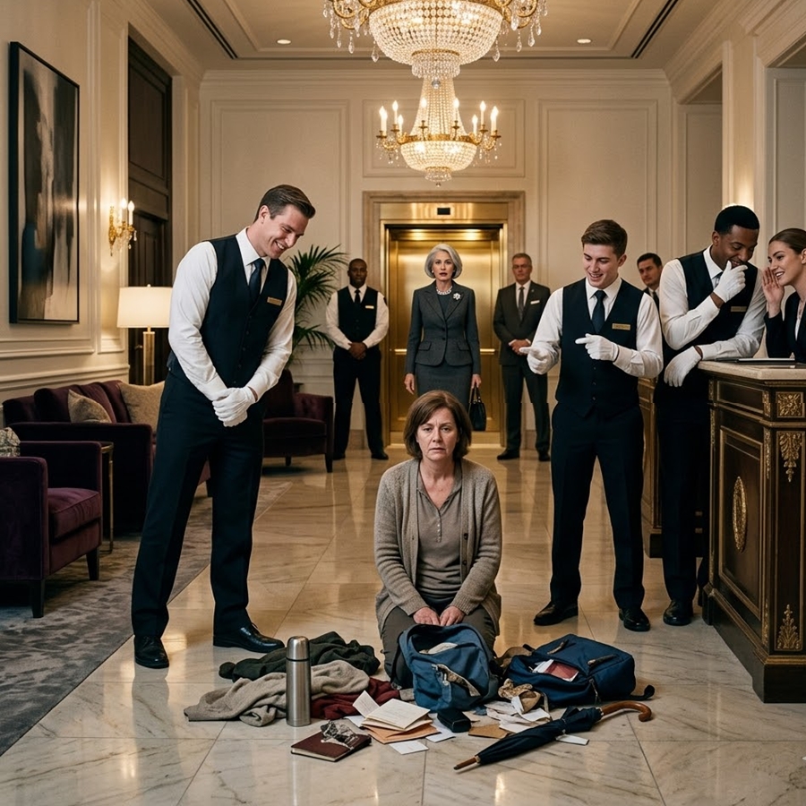 “The Soup Kitchen Is Down the Street.” The Hotel Manager Humiliated a Poor Woman in Front of Everyone—Seconds Later, the Owner Walked Out of the Elevator and Changed the Entire Room