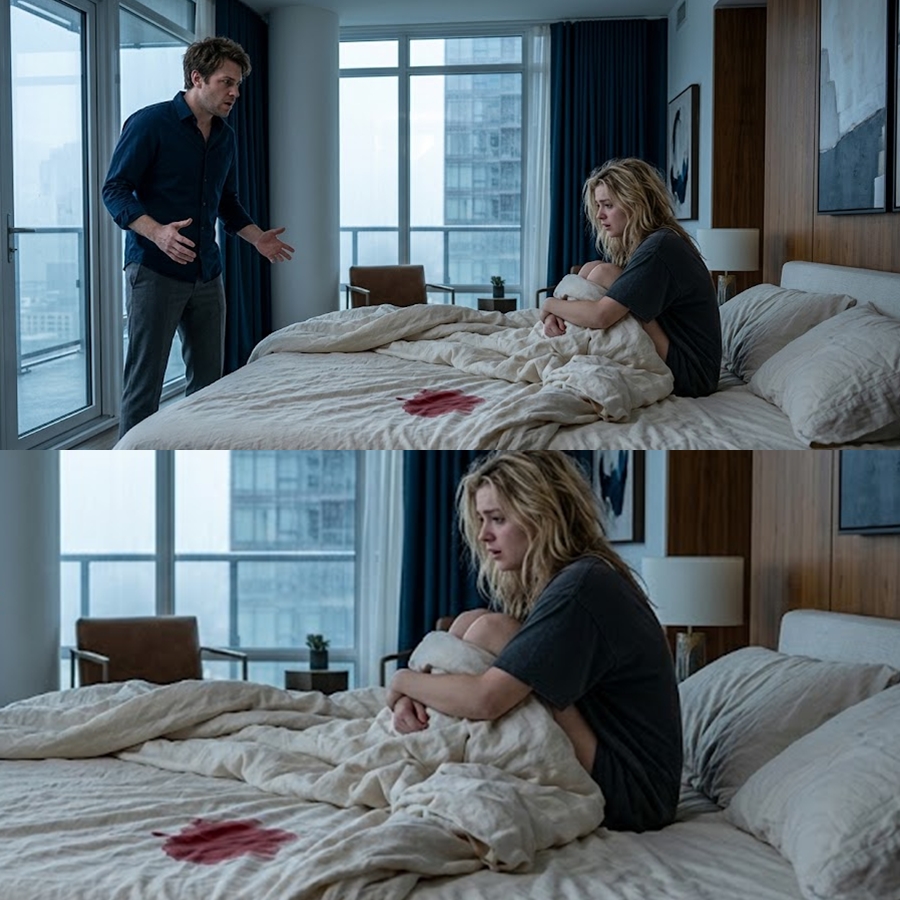 “He Woke Up After a Night of Passion to Find Blood on the Sheets—But When the Doorbell Rang, Her Past Walked In and Changed Everything He Knew About Her”