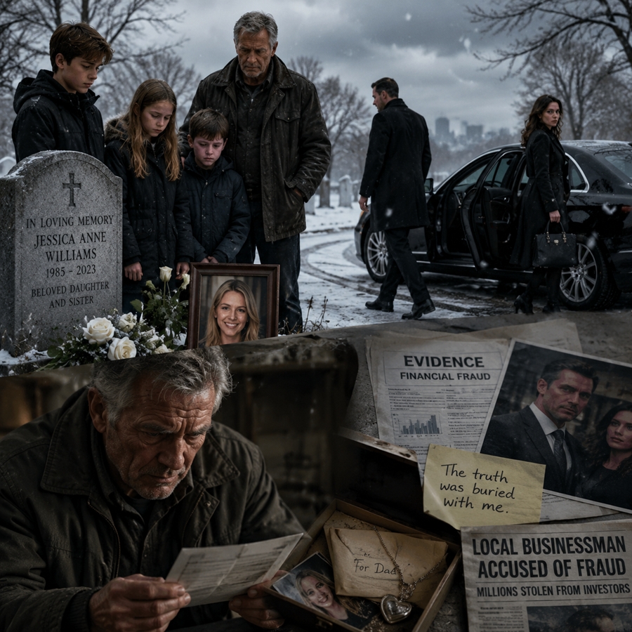 At His Wife’s Funeral, He Publicly Abandoned His Three Daughters—But He Had No Idea She Had Already Left Behind Evidence That Would Destroy Him in Court