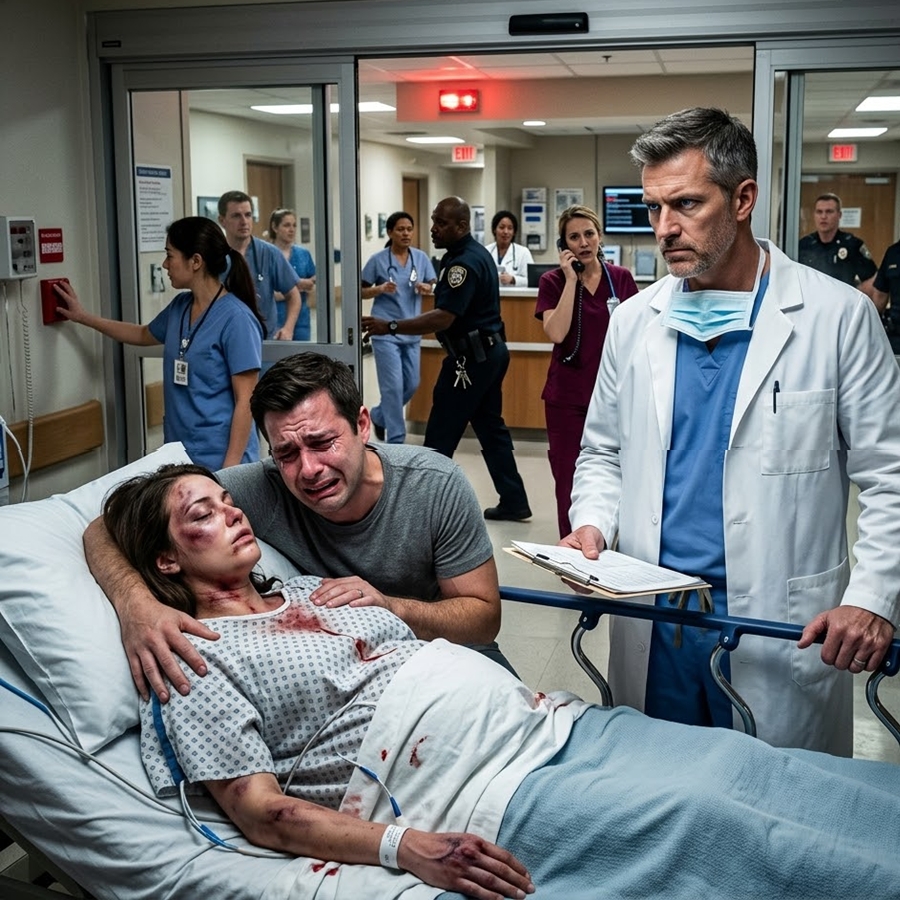 My Husband Told Doctors I “Fell Down the Stairs” While I Was Pregnant With Three Broken Ribs—But the Surgeon Pressed the Alarm and Said Two Words That Changed Everything: “Lock Doors”