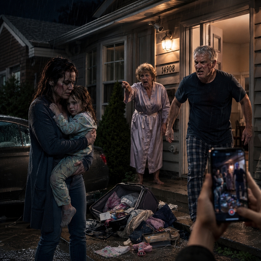 My Parents Threw My Belongings Into the Rain After My Daughter’s ER Visit—But They Didn’t Realize the Whole Thing Was Being Recorded the Moment My Father Slapped Me in Front of Her