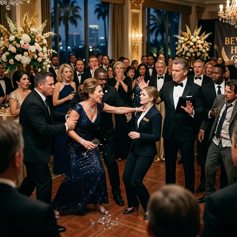 “She Dragged a Young Maid by the Hair at a Billionaire’s Anniversary Party—Then His Cold Words in Front of 300 Guests Exposed a Secret That Destroyed Her Marriage Instantly”