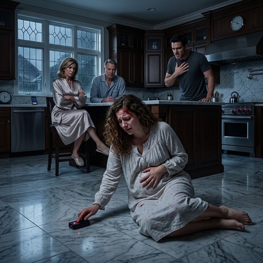 “At 5:03 AM, My Pregnant Wife Was Dragged Across the Kitchen Floor—But She Had Already Sent a Message That Would Destroy My Entire Family Within Hours”