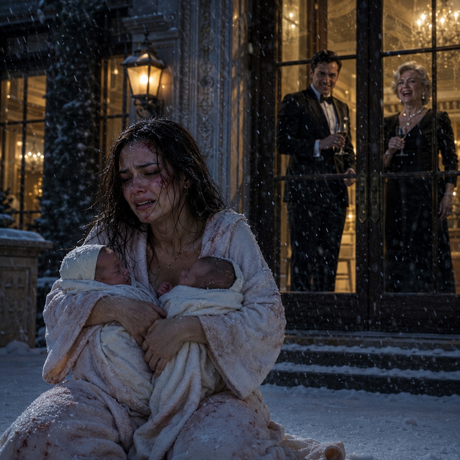 My Husband Threw Me and Our Newborn Twins Into the Snow Calling Them “Bastards” — But He Didn’t Know I Secretly Owned His Entire Life