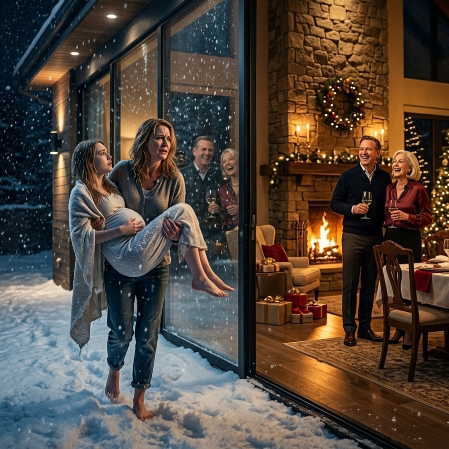 “My Daughter Was Found Barefoot in a Snowstorm on Christmas Night—Inside Her Husband’s Family Was Laughing… Then I Said Five Words That Stopped Everything”