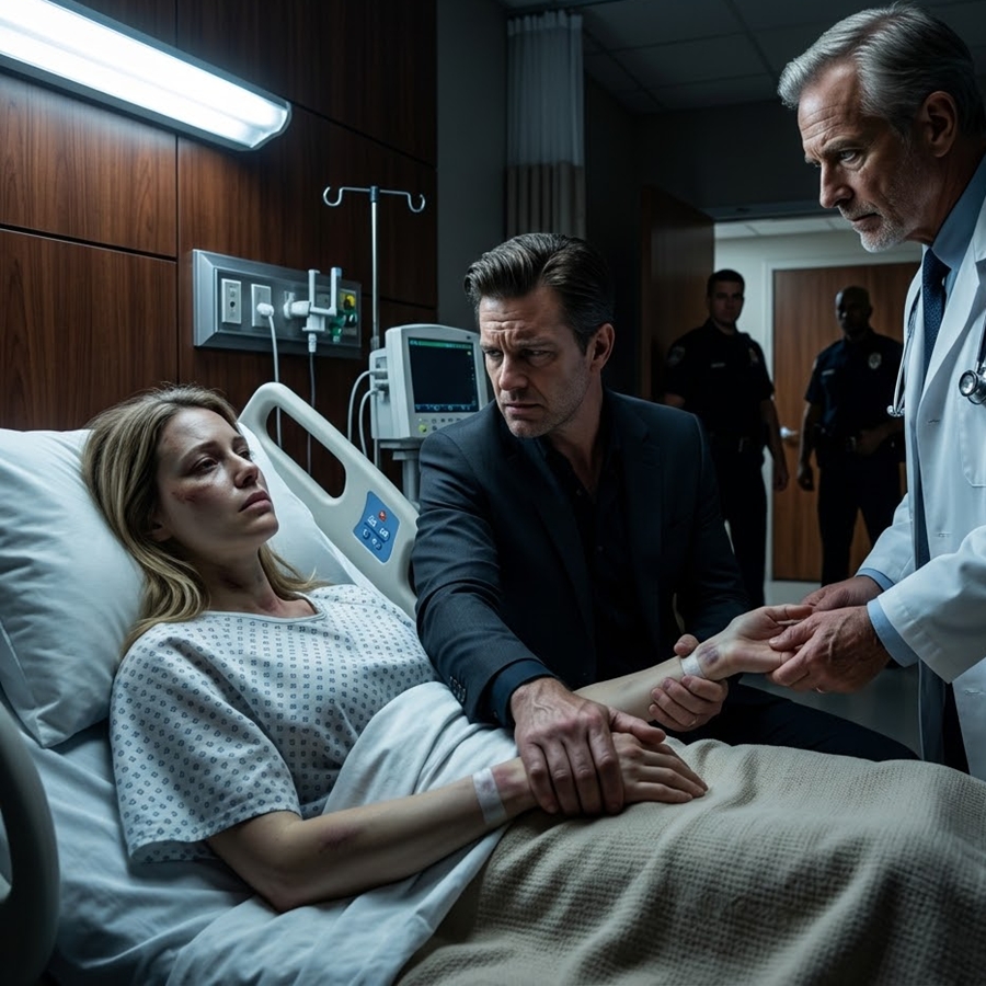“My Husband Told the Hospital I ‘Fell Down the Stairs’ — But One Doctor Took a Single Look at My Bruises and Ordered the Doors Locked”