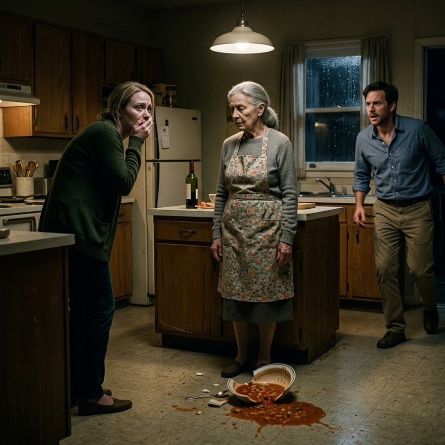 My Son’s Wife Hit Me With a Ladle in My Own Kitchen — Then I Dropped One Bowl and Watched Their Whole Plan Collapse When the Police Walked In