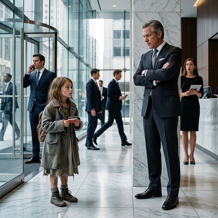 “A Poor Orphan Girl Walked Into a Billionaire Bank Holding Only a Worn Card—What Happened When the System Loaded Made the Entire Room Go Silent and the Richest Man in the Building Stand Up Without Saying a Word”