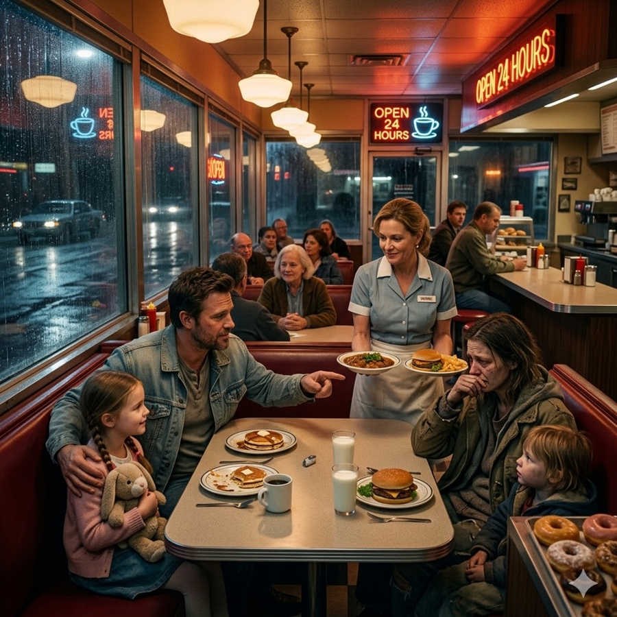 “He Offered a Homeless Mother a Meal—But What Happened After They Sat Down Revealed a Secret That Left Him Frozen in the Rain…”