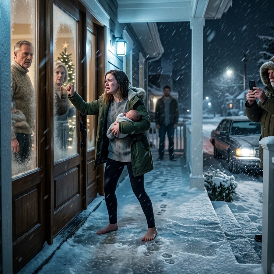 My In-Laws Locked Me and My 3-Week-Old Baby Outside During a Colorado Blizzard — But They Had No Idea the “Old Man” Across the Street Was Recording Everything