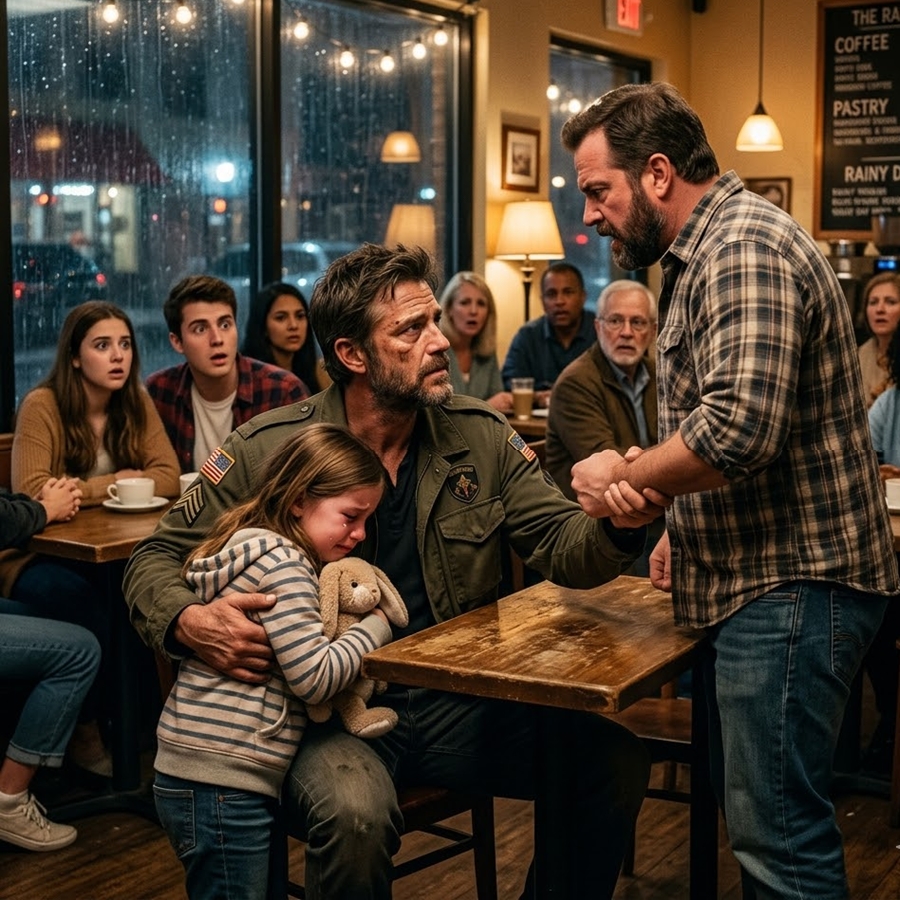 “A Single Dad Was Humiliated in a Rainy Café for His Daughter—Then He Quietly Stood Up and a Former Elite Soldier Revealed a Secret That Stopped Everyone Cold”