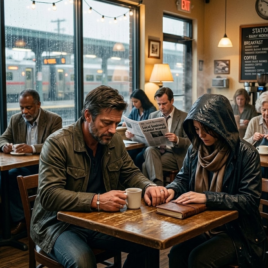 “A Grieving Single Dad Helped a Mysterious Woman at a Rainy Café… Then She Disappeared and Returned in Black SUVs With a Secret That Silenced Everyone Inside”