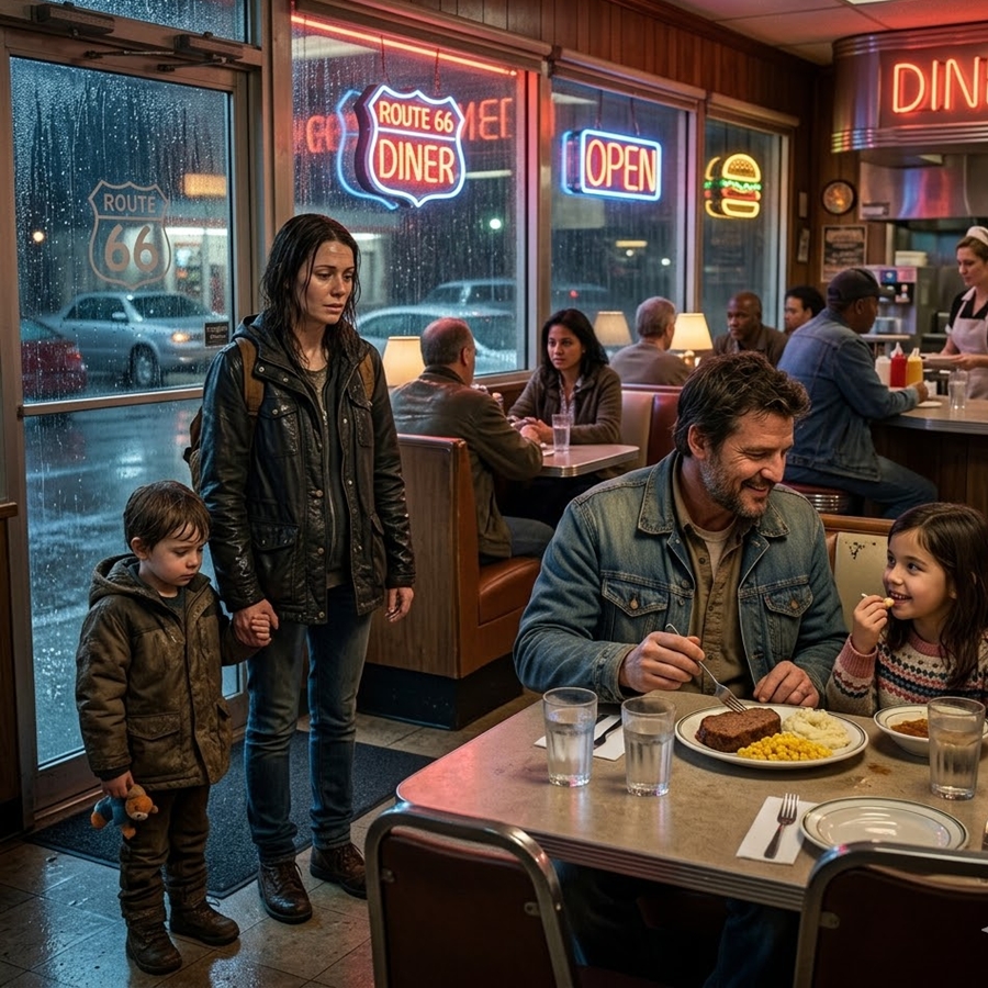 A Hungry Little Girl Stared at His Plate in a Rainy Diner—What the Father Did Next Turned a Simple Meal Into a Life-Changing Decision That No One Saw Coming