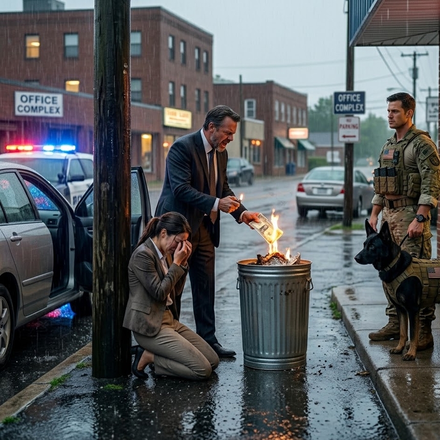 A Billionaire Burned His Employee’s Paycheck in a Parking Lot—But What Happened When a Silent Navy SEAL Stepped Out of a Nearby Truck Left Everyone Frozen, and Changed Everything That Followed