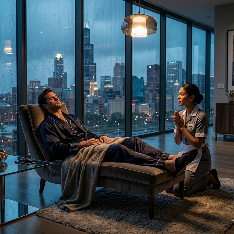 A Billionaire Pretended to Sleep to Test His Maid—But When He Secretly Watched Her in His Chicago Penthouse, What She Did Beside His Bed Forced Him to Question Everything He Believed About Power, Wealth, and Human Nature