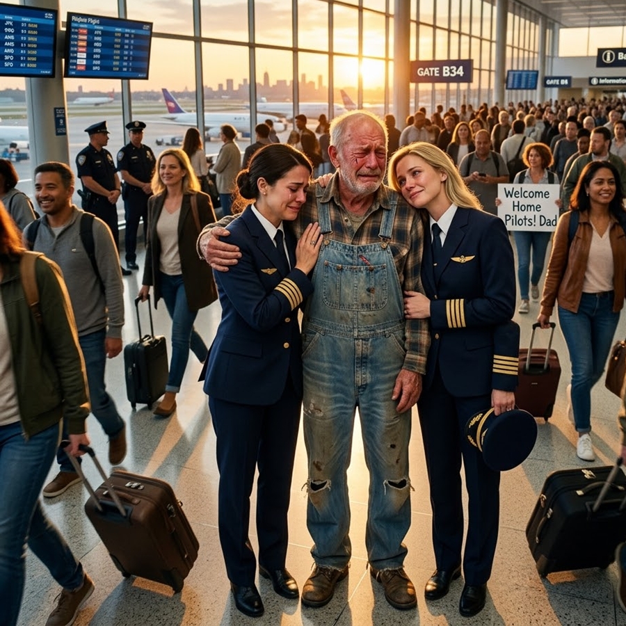 A Widowed Father Sold Everything to Educate His Daughters—20 Years Later, Two Airline Pilots Walked Into an Airport and Brought Him to Tears