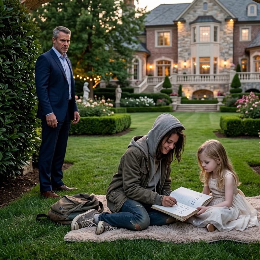Billionaire Catches Homeless Girl Secretly Teaching His Daughter in the Garden — What He Discovers About Her Past Forces Him to Stop the Entire Security System…
