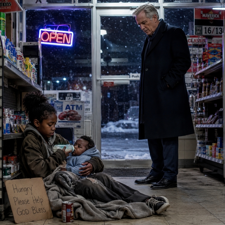 “A Starving 8-Year-Old Girl Promises to Pay a Billionaire Back for Milk — His Answer Leaves the Entire Store in Shock and Changes Her Life Forever…”
