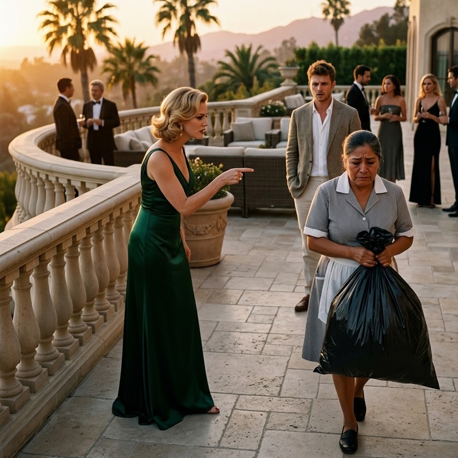 “Millionaire Watches His Girlfriend Humiliate a Maid on His Own Terrace — What He Did Next Left Everyone in Total Silence”