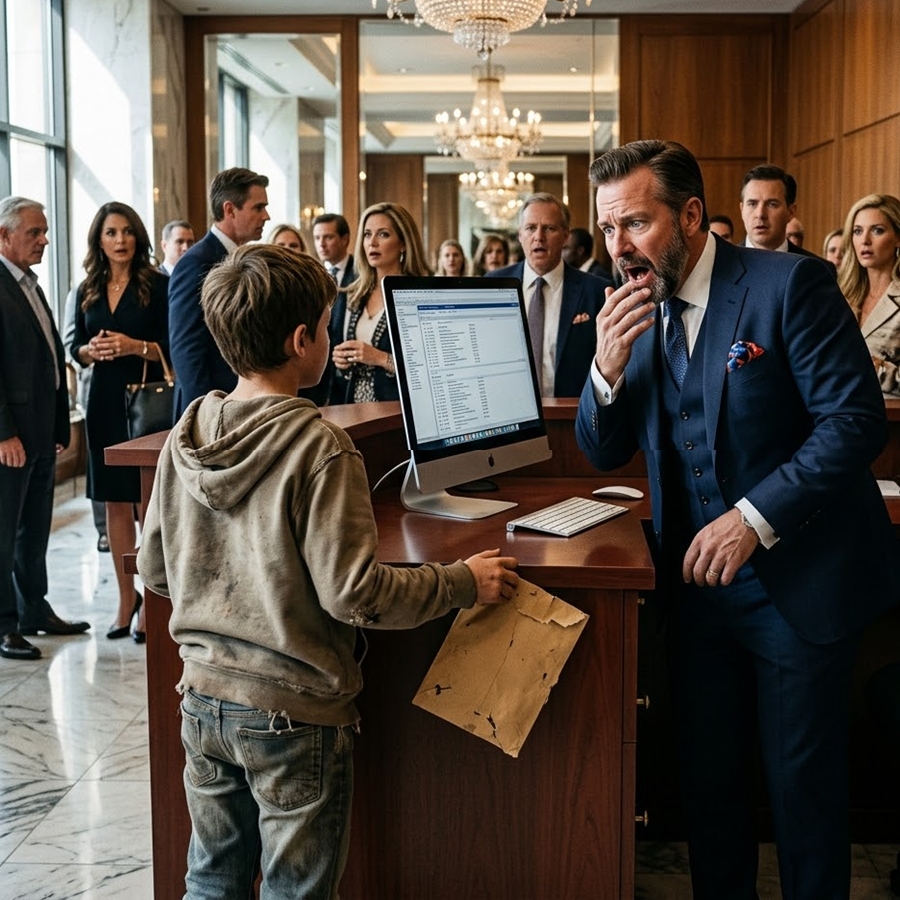 “A Dirty Boy Walked Into a Billionaire’s Bank and Said ‘I Just Want to Check My Balance’—They Laughed… Until the CEO Saw the Name on the Screen and Went Silent”