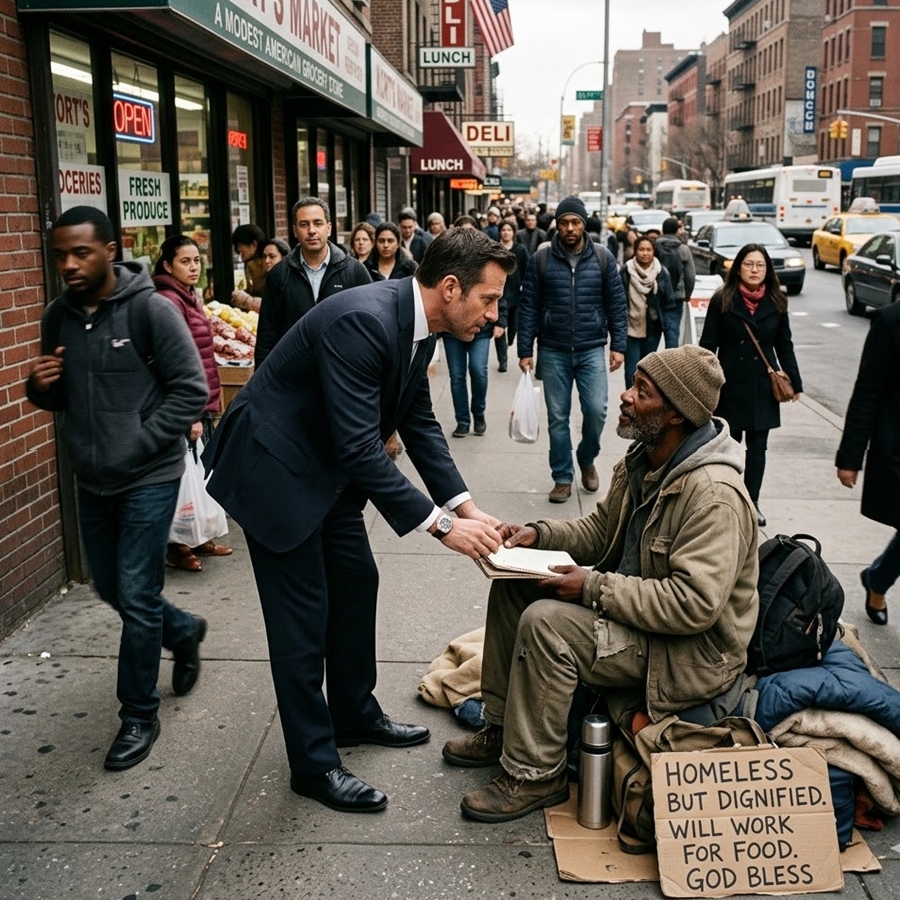 “A Billionaire CEO Dropped to Her Knees in Front of a Homeless Man Outside a Supermarket—But His One Condition Before Saying ‘Yes’ Left the Entire City Speechless”