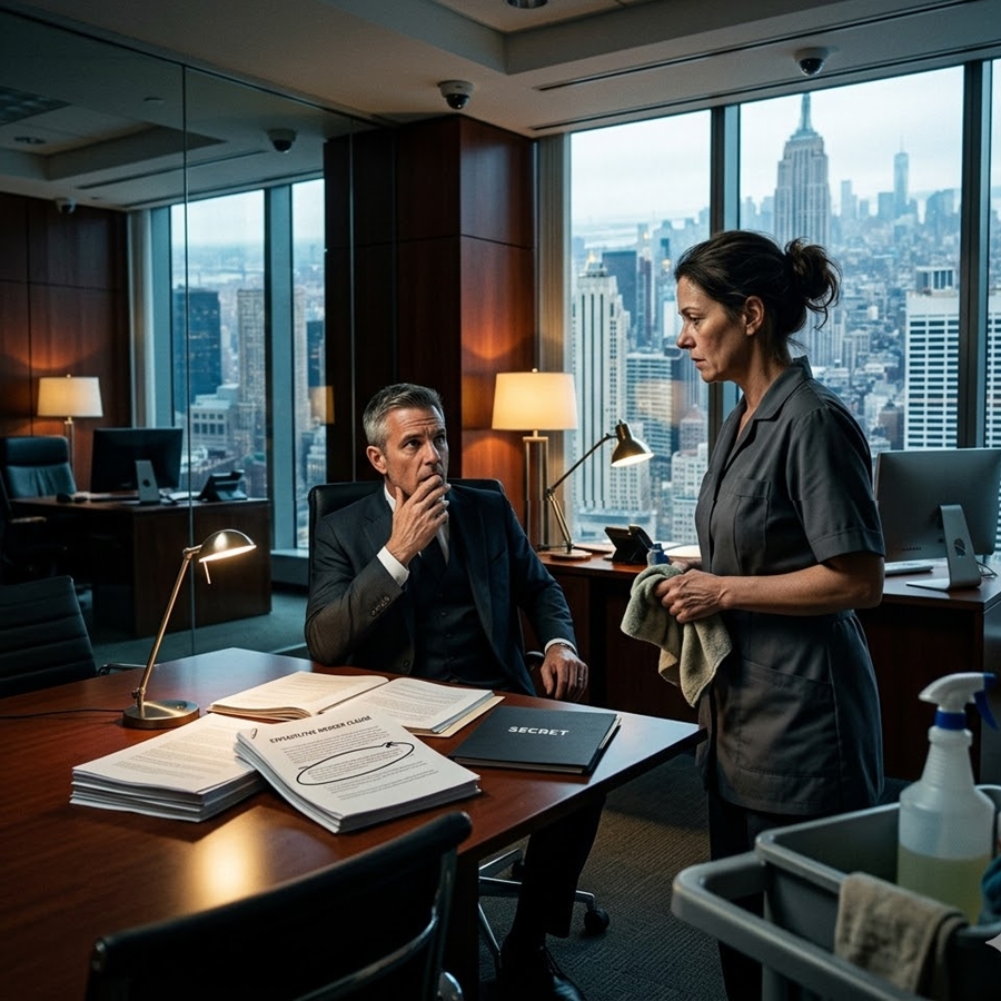 “A Cleaning Lady Whispered ‘This Is Wrong’ Inside a Billionaire’s Office—What She Found in a $500M Contract Saved an Empire and Exposed a Hidden Corporate Trap”