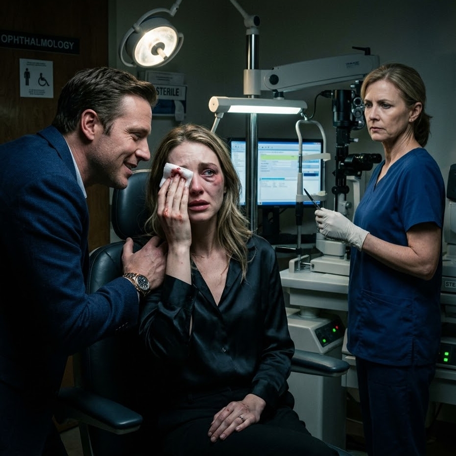 The Doctor Saw My Eye Injury… Then Quietly Picked Up a Scalpel and Told My Husband: “Don’t Move Until the Police Arrive”