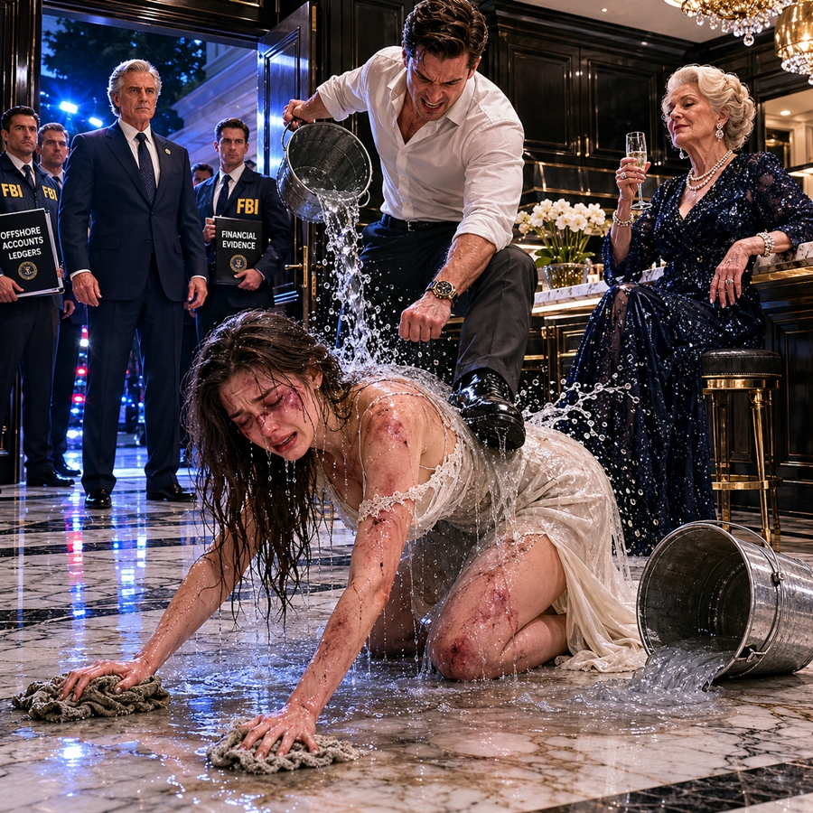 My Husband Forced Me to Scrub the Floor While His Mother Called Me a Slave — But Neither of Them Noticed My Father Standing in the Doorway With Evidence That Would Destroy Their Empire