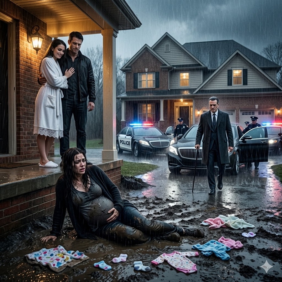My Husband Threw Me Into the Freezing Rain While I Was Nine Months Pregnant — Then His Face Went White When My Billionaire Father Arrived With the Police