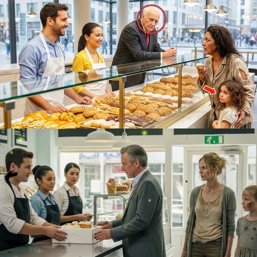 A Starving Mother Begged for Expired Cake—Then a Stranger in a Gray Suit Stepped Forward