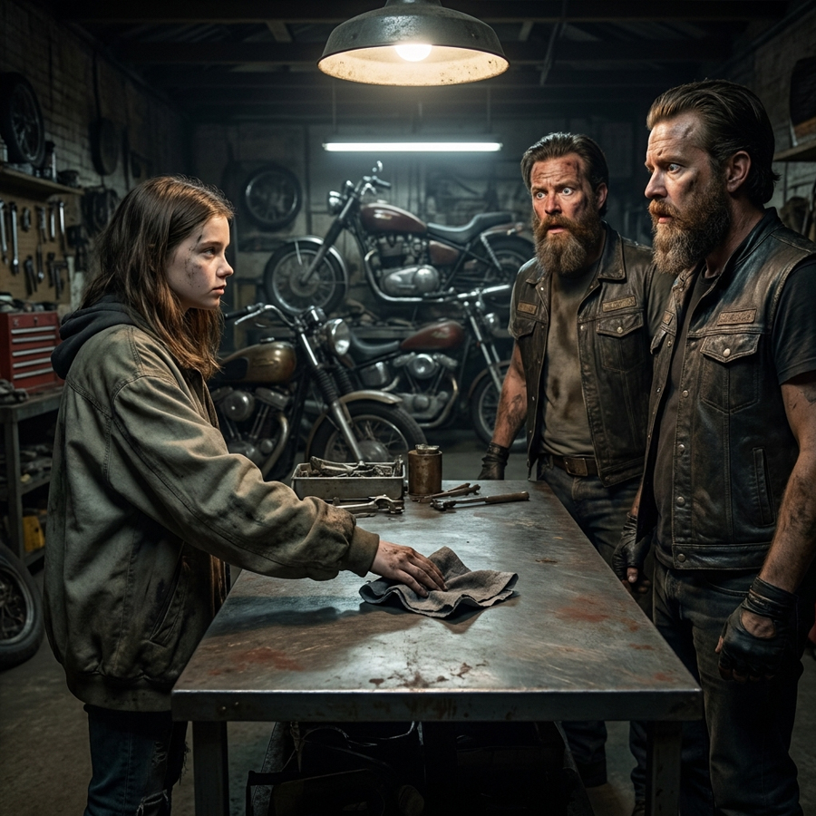 She Handed The Biker A Stained Napkin And The Entire Garage Went Dead Silent