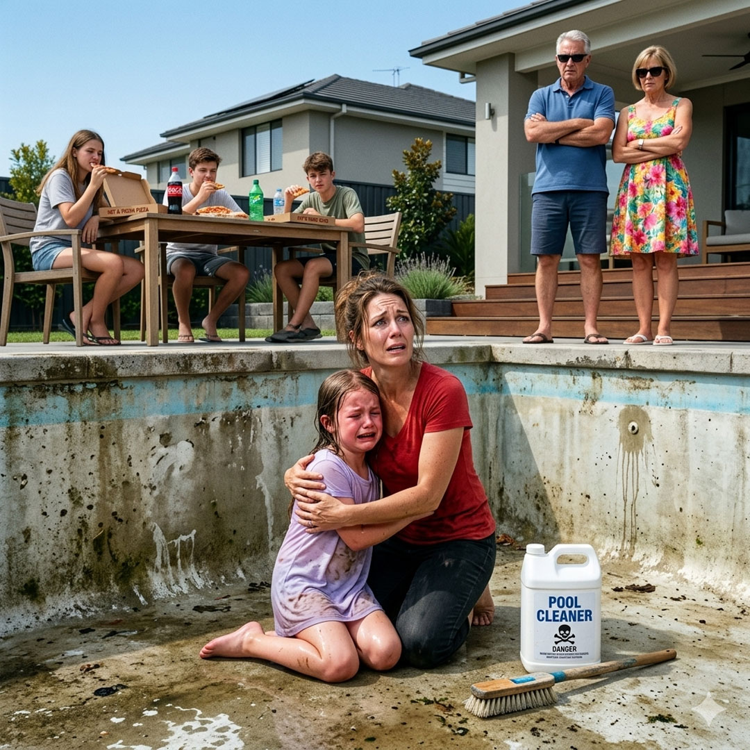 She Found Her 8-Year-Old Daughter Alone In A Drained Pool With A 107.6° Fever While Her Cousins Ate Pizza Inside — Then Her Mother Called Them “Freeloaders” And Everything Changed