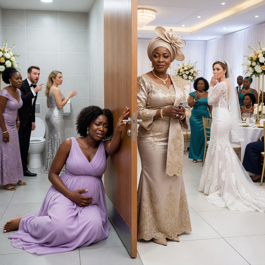 My mother-in-law locked me in a bathroom while I was giving birth in the middle of a family wedding, all because “a baby girl couldn’t steal the bride’s day”… but the secret she confessed afterward destroyed everyone.