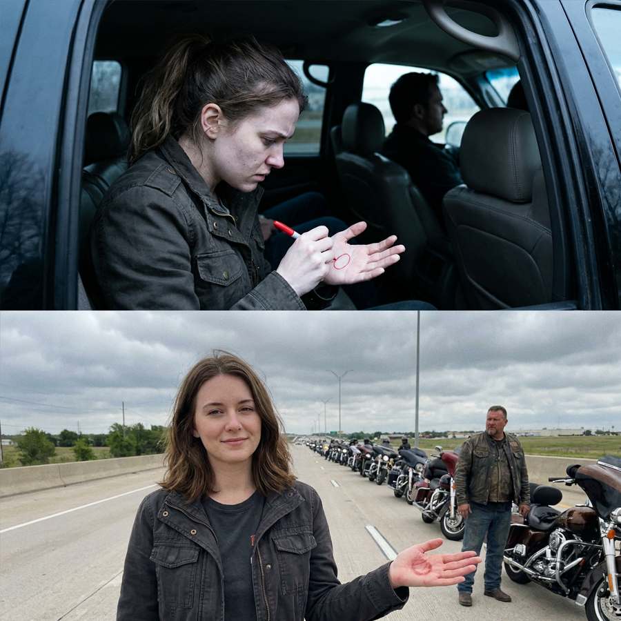 When a terrified woman flashes a smeared red circle against an SUV window on Highway 40, a lone motorcyclist triggers a massive fifty-bike coordinated blockade.