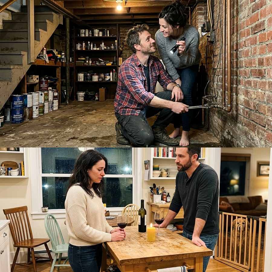A divorced contractor just wanted a quiet night alone. Instead, he ended up in his neighbor’s basement with a wrench—and a question that changed everything.