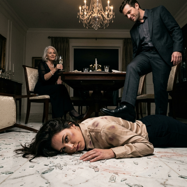 My Husband Pinned Me on Broken Glass While His Mother Drank Champagne—Then My Father Walked In